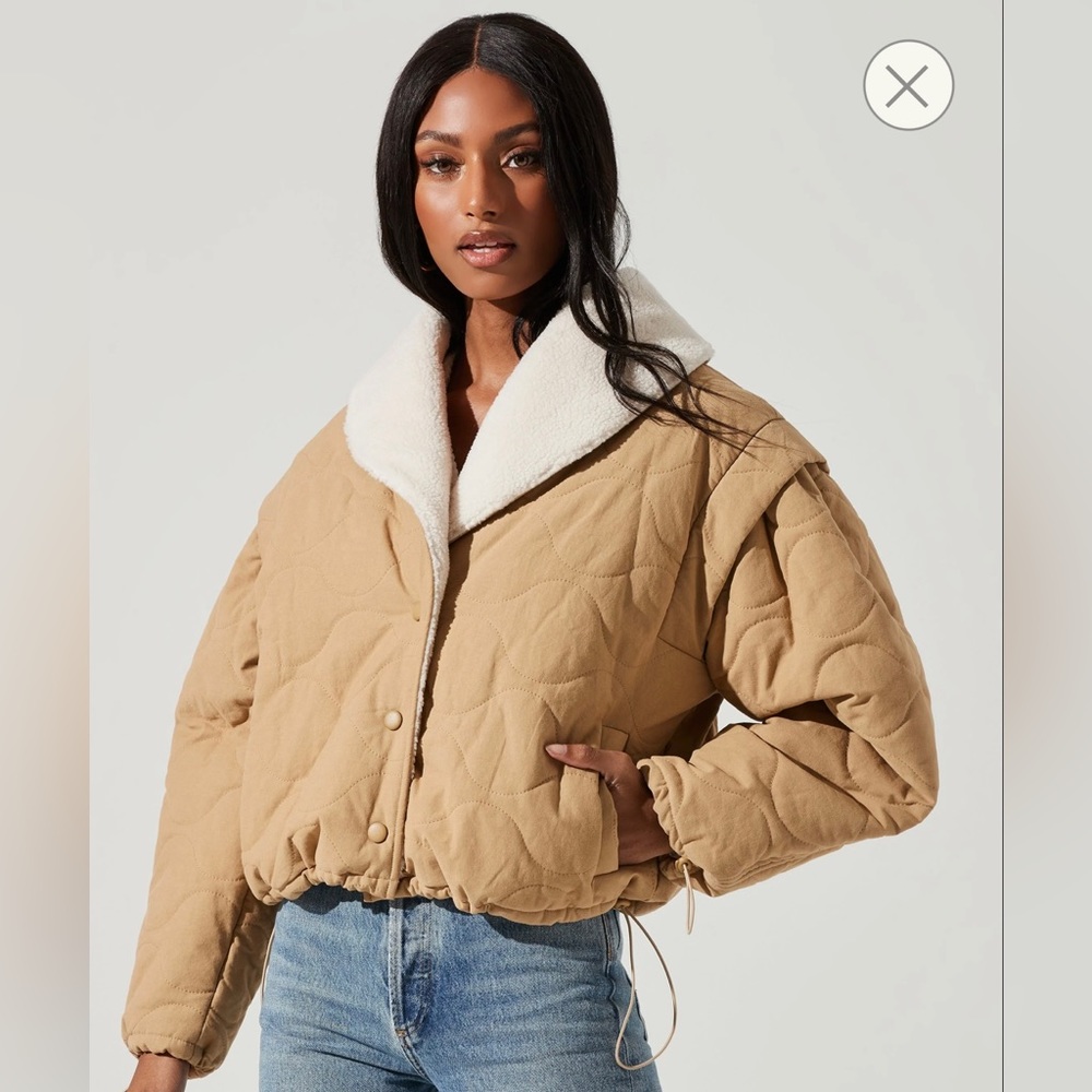 ASTR THE LABEL NADINE QUILTED FAUX SHEARLING JACKET